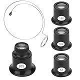 Lot de 4 loupes d'horlogerie, loupe de bijoutier 5x/10x/15x/20x, loupe portable avec anneau en acier, oculaire d'horloger, pour montres, bijoux, pièces de monnaie, électriciens