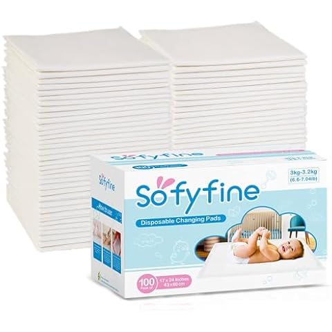 SOFYFINE 100 Count Disposable Changing Pads for Baby 17" x 24"Portable Changing Diaper Liners for Mess Free Travel, Leakproof Incontinence Bed Pads,Waterproof Table Protector Mat, Toddler Pee Pads Cover