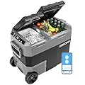 EUHOMY 12 Volt Refrigerator with Ice Maker, 48QT(45L) Electric Cooler Usable Battery Dual Zone, Car Refrigerator APP Control, 12V Fridge 12/24V DC 110-240V AC for Camping, Travel, Outdoor, Home