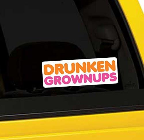 Drunken Grownups Funny Vinyl Sticker 5 Inch (Single Pack)