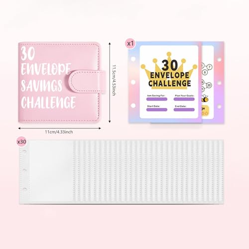 Classeur d'épargne cash stuffing avec 30 pochettes étanches et fermoir magnétique chic - 5