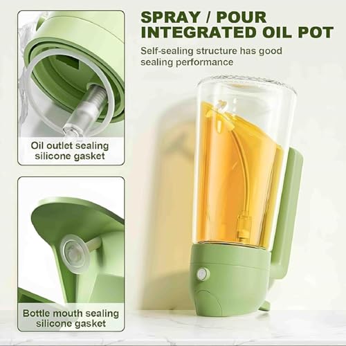 Image of 2-in-1 Oil Dispenser & Spray Bottle for Cooking | Glass Olive Oil Sprayer with Handle | Pour & Fine Mist Spray, Leak-Proof Oil Bottle for Air Fryer, Salad, BBQ & Kitchen (Pack of 1, 500 ml)