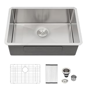 Logmey 30 Inch Undermount Kitchen Sink 30×18 Stainless Steel Sinks SUS304 16 Gauge Single Bowl Handmade Round corner Sinks 30x18x9