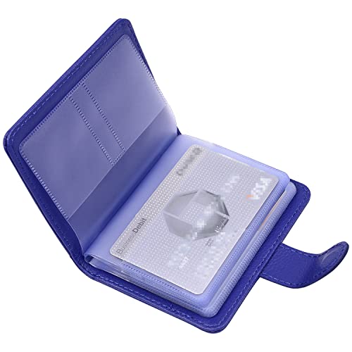 Image of Wisdompro Credit Card Holder, PU Leather Slim RFID Blocking Debit Card Protector Wallet Organizer Case with Magnetic Shut (Build in 20 Card Slot & 7 Small Cells for Memory Cards)-Vertical Blue