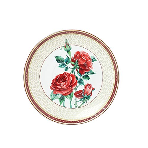 Lightahead Elegant Bone China Cappuccino Coffee Tea Cup and Saucer Red Rose Design 10 oz in attractive gift box
