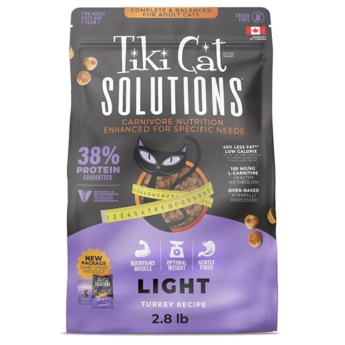 Tiki Cat Solutions Dry Cat Food, Turkey, Low-Calorie Grain-Free Baked