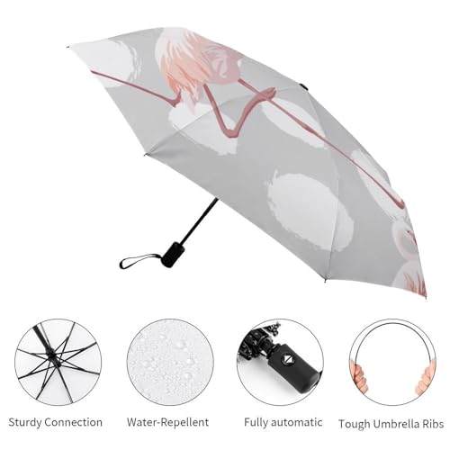 Parapluie automatique compact et pliant au motif poisson rouge