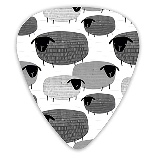 Médiators de guitare Funny Sheep sur fond gris Pics de guitare 12 paquets – Variété de médiators de guitare Plectres - Les Beatles, Paul McCartney, John Lennon, RIngo Starr, George Harrison Médiators de guitare Funny Sheep sur fond gris Pics de guitare 12 paquets - Variété de médiators de guitare Plectres