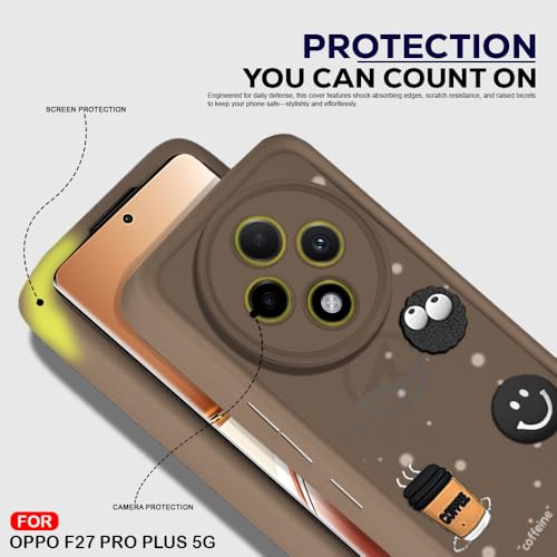 Image of AESTMO Back Case Cover for Oppo F27 Pro Plus 5G | Cute Fun Cartoon 3D Ball | Coffee Silicone Case | Full Body Protection | Camera Protection Back Cover for Oppo F27 Pro Plus 5G (Brown)