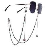 SUNYIK Natural Beads Stone Eyeglass Chain for Women Men Healing Stone Beads Glass Strap Mask Lanyard, Indian Agate