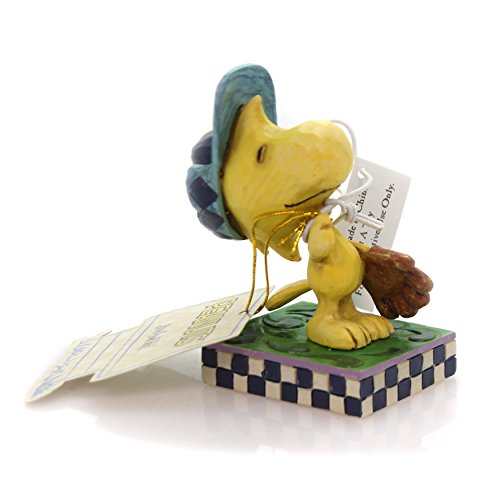 Enesco Peanuts by Jim Shore Woodstock in The Outfield Figurine, 3 Inch, Multicolor