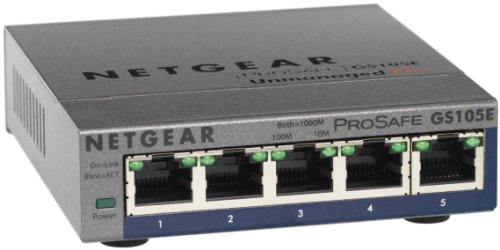 NETGEAR GS105E   100PES   Switch de Red con 5 Puertos Gigabit ProSafe (no gestionable)