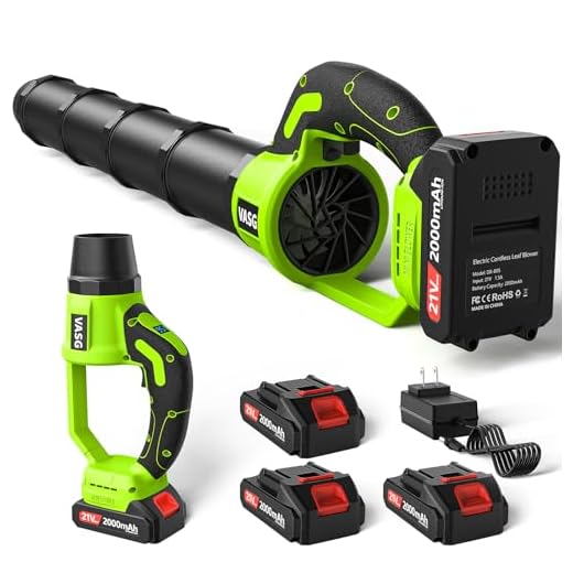 VASG Leaf Blower Cordless, 3 x 21V Batteries & Fast Charger Set, Variable Speed Mode, Lightweight Handheld Electric Leaf Blower for Lawn Care, Yard, Garden, Patio & Outdoor Cleanup