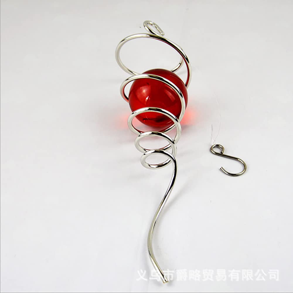 Sfera Di Osservazione A Spirale In Cristallo Rosso Con Gancio – Decorazione Da Giardino Vorticosa Alta 33 Cm