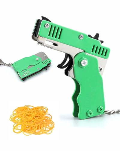 MenYiYDS Mini pistolet à bande de caoutchouc pliable, 60 bandes en caoutchouc portables, jouet sûr pour enfants, jeu de tir portable, activités intérieures...