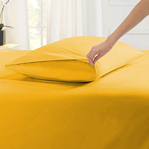 Image of YRM Bedding's Gold Yellow 600-TC Oraganic Cotton 2 Piece Pillow Covers (17 inchx27 inch)