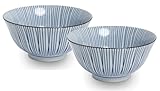 Tazones japoneses ASIATICA | Ramen Bowl de porcelana de 15 cm | Cuenco asiático de alta calidad para arroz, pasta, tapas, udon, cereales – Cuenco de sopa con diseños japoneses (juego de 2 unidades