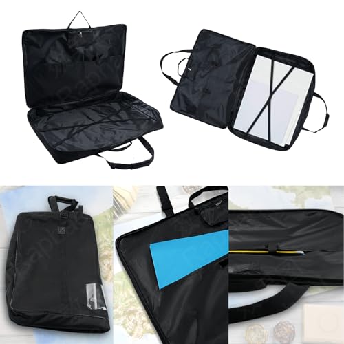 Image of TreochtFUN Portfolio Folder for Artwork, Artist Portfolio Case 23 X 31.5 In | Portfolio Bag A2 with Shoulder Strap, Art Carry Bag for Large Drawing Paper Post Board Supplies (Black)