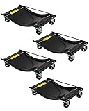 Car Dolly Set of 4-10000LBS Capacity Heavy Duty Wheel Dollies for Moving Cars, 3.5' Steel Casters, Anti-Slip Rails, Alloy Steel (24x15in)