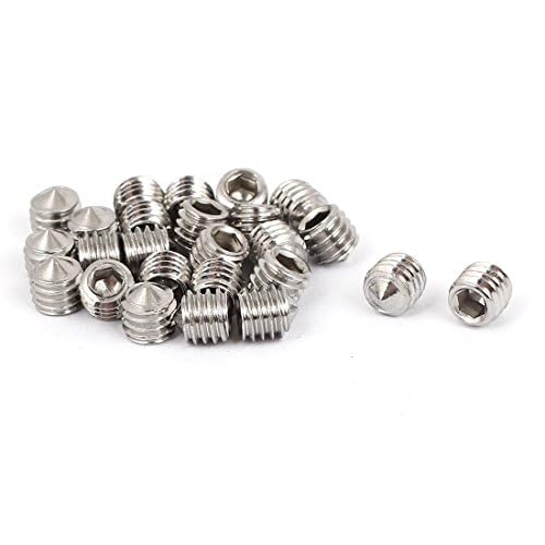 TOP-VIGOR 25Pcs Cone Cup Point Grub Screws, M6 x 6mm Hex Head Socket Screws Set Assorted, Threads Screws for Door Handle, Faucet, Light Fixture Home Repairs, Fixtures