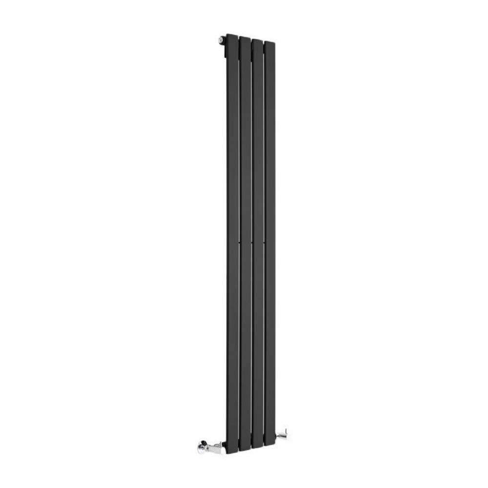 Milano Alpha Black Vertical Single Flat Panel Radiator - 1600mm x 280mm