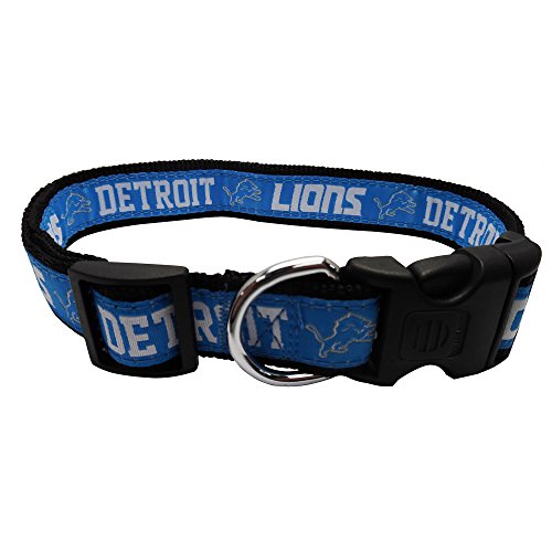 NFL Detroit Lions Dog Collar, X-Large SUPER TOUGH with Anti-Open Safety Lock Button