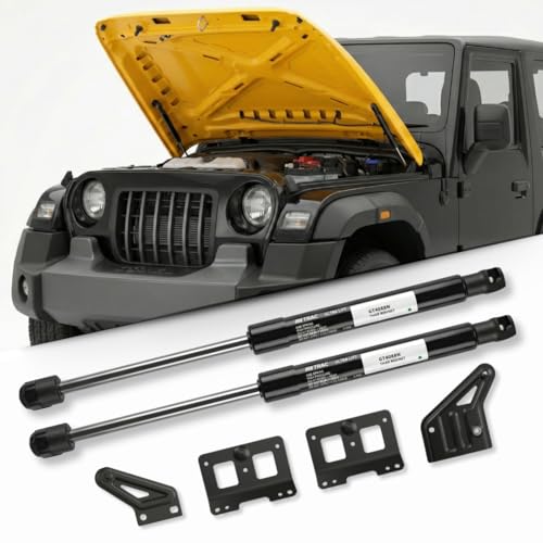 Image of TRAC Hand Free Hood /Bonnet Opening Gas Spring System Compatible with Mahindra THAR &Thar ROXX (Gas Springs + Brackets) -ULTRA Lift Dynamic Gas Spring | Car Accessory | Easy Installation