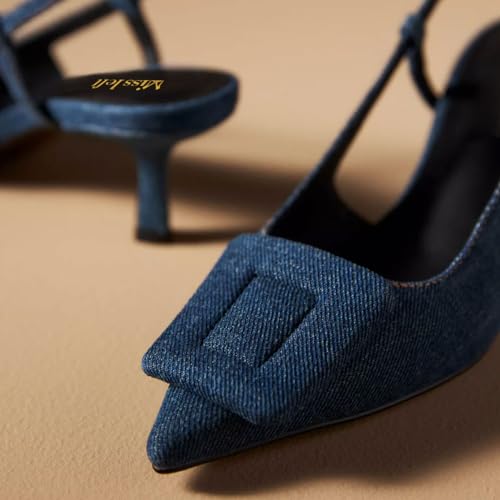 miss left Women Trendy Closed Pointed Toe Mid Heeled Pumps Strap Buckle Thin Heel Slip On Slingback Sandals Casual Outdoor Dressy Shoes Size 4-16 US3