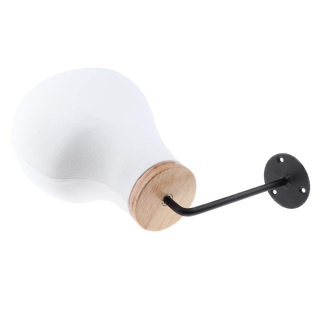 Flameer Wall Mount Wig Head Cork Canvas Mannequin Head with Stand Screws Set for Wigs Making Display Styling 21 Inch - White