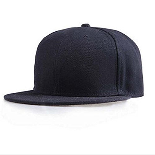Tongshi Moda Unisex Plain Snapback Hats Hip-Hop ajustable Gorra de béisbol (Negro)