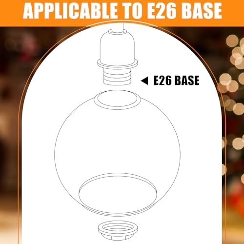 Image of Glooglitter 2 Pack Fixture Replacement Globe Shade 8 Inch Diameter E26 Base 1-5 /8 Inch Fitter Round Glass Globe Lampshade Cover for Pendant Wall Sconce Chandelier Vanity Light (Clear)
