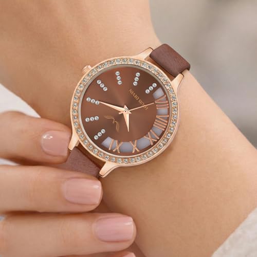 Image of LOUIS DEVIN Pink /Beige /Brown /Black Faux Leather Strap Analog Wrist Watch for Women (Silver /Rose Gold /Brown /Black Dial) | LD-CP501