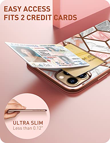 Image of i-Blason Thermoplastic Polyurethane Cosmo Wallet Case For Iphone 13 Pro 6.1 Inch (2021 Release), Slim Designer Wallet Protective Case With Card Holder Marble