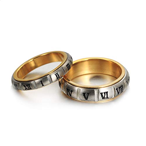 Image of PAURO Roman Numerals Spin Worry Ring | Unisex Stainless Steel, Roman Numerals Spin Worry Ring for Anxiety