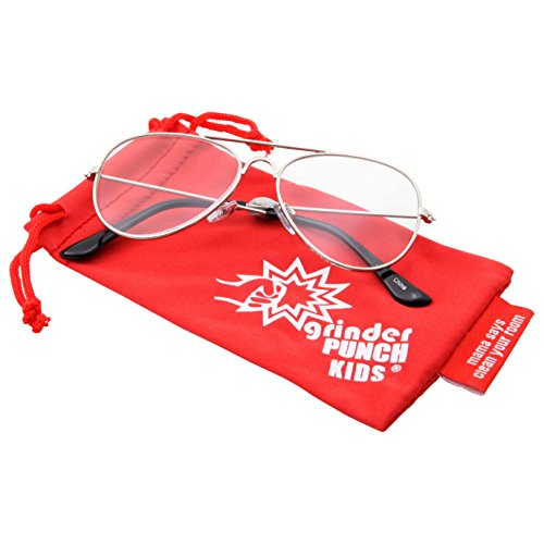 Kids Fake Aviator Eye Glasses Clear Lens Children's Non Prescription (Age 3-10), Silver #TOP1