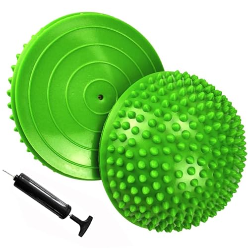 2PCS Hedgehog Balance Pods, Pimples Pilates Ball, Half Spiky Fitness Domes for Kids Adults Sports, Foot Massage, Stability Training, Muscle Balancing Therapy, Motor Skills Yoga Gymnastics Exercise