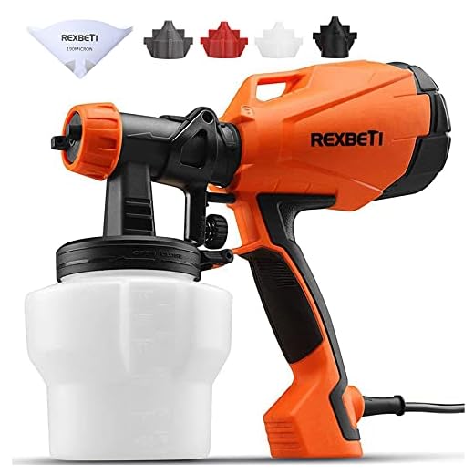 REXBETI Ultimate-750 Paint Sprayer, High Power HVLP Home Electric Spray Gun, Lightweight, Easy Spraying and Cleaning, 5-pcs Paint Strainers, 4 Nozzles(1 Nozzle has Already Been Installed on The Gun)