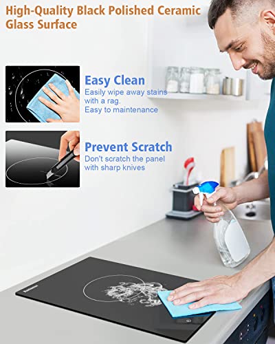 Karinear Portable Electric Stove Single Burner, 12 Inch 110V Plug In Electric Cooktop, Sensor Touch Control, Child Safety Lock, Countertop Use Or Drop In Install, Electric Ceramic Cooktop #TOP2