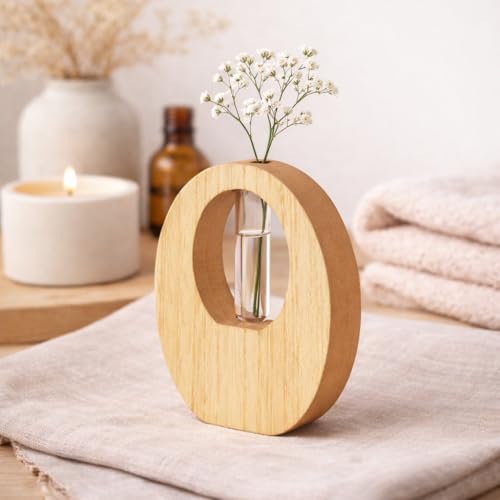Image of CraftVatika Decorative Items for Home Decor, House Warming Gifts New Home, Wooden Flower Vase Pot for Living Room, Anniversary Wedding Return Birthday Gifts for Woman Man, Aesthetic Room Decor Items