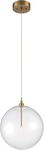 Miniatura 4 de Francis Millar FR70114NB - Moderno colgante de 1 luz, lámpara colgante de globo de vidrio transparente, isla de cocina, lámpara de techo industrial