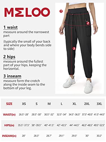 Meloo Women's Hiking Cargo Joggers - Lightweight Quick Dry Athletic Track Pants Workout Lounge Casual Outdoor Black M #TOP5