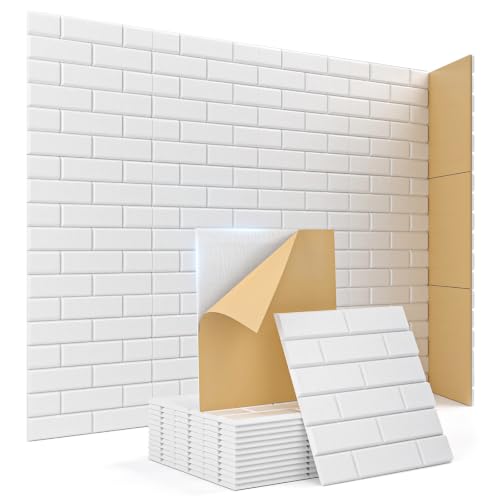 Kuchoow Paneles Acústicos Decorativos Blancos Ladrillo para Puerta Pared
