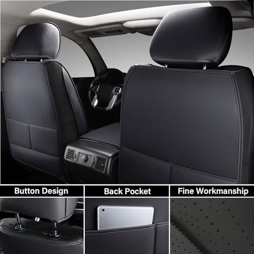 Image of Coverado Toyota Tundra Seat Covers, Leather Seat Covers Compatible with 2007-2021 Toyota Tundra Crew /Crewmax /Extended /Double Cab Automotive Seat Covers for Car Trucks (Front, Blue)