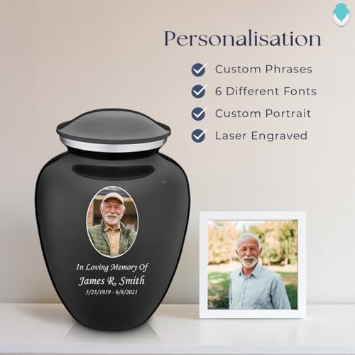 Image of Geturns Embrace Adult Personalized Picture Cremation Urns for Human Ashes I Large Photo Charcoal Funeral Urn for Men and Women I 200 lbs