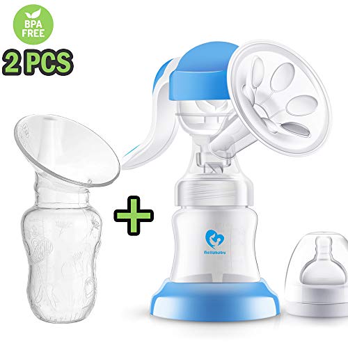 Kit de tire-lait manuel Bellababy 2 pièces comprend une pompe rotative et une pompe en silicone, aspiration douce et puissante sans BPA