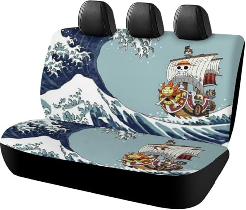 ワンピース カーシートカバー 車シートカバー 後部座席用 シート保護 おしゃれ カー用品 軽/普通車 汎用 後席クッションカバー 人気 キャラクター 四季通用 誕生日 プレゼント tlo198ii