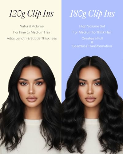 Image of Full Shine Thick Human Hair Clip in Extensions, Medium Brown | Clip in Hair Extensions, 20 Inch 180g 7Pcs, Thick Real Human Hair, Invisible Weft, Full Head Volume, Medium to Thick Hair