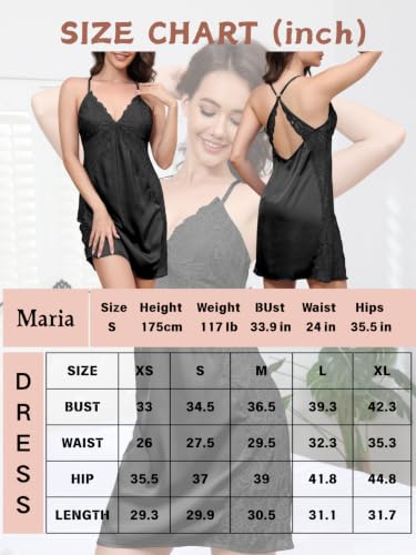 Anetyflying Lingerie for Women Sexy Satin Nightgown Lace Silk Babydoll - image 6