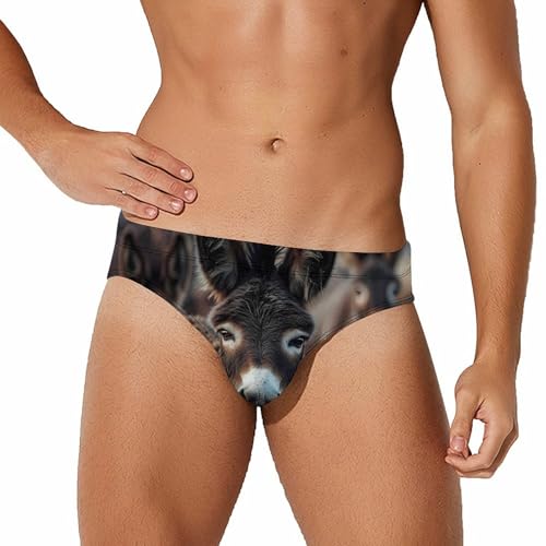 Donkey Mens Swim Briefs Bikini Swimwear Print Beach Shorts Sexy Swimsuit S