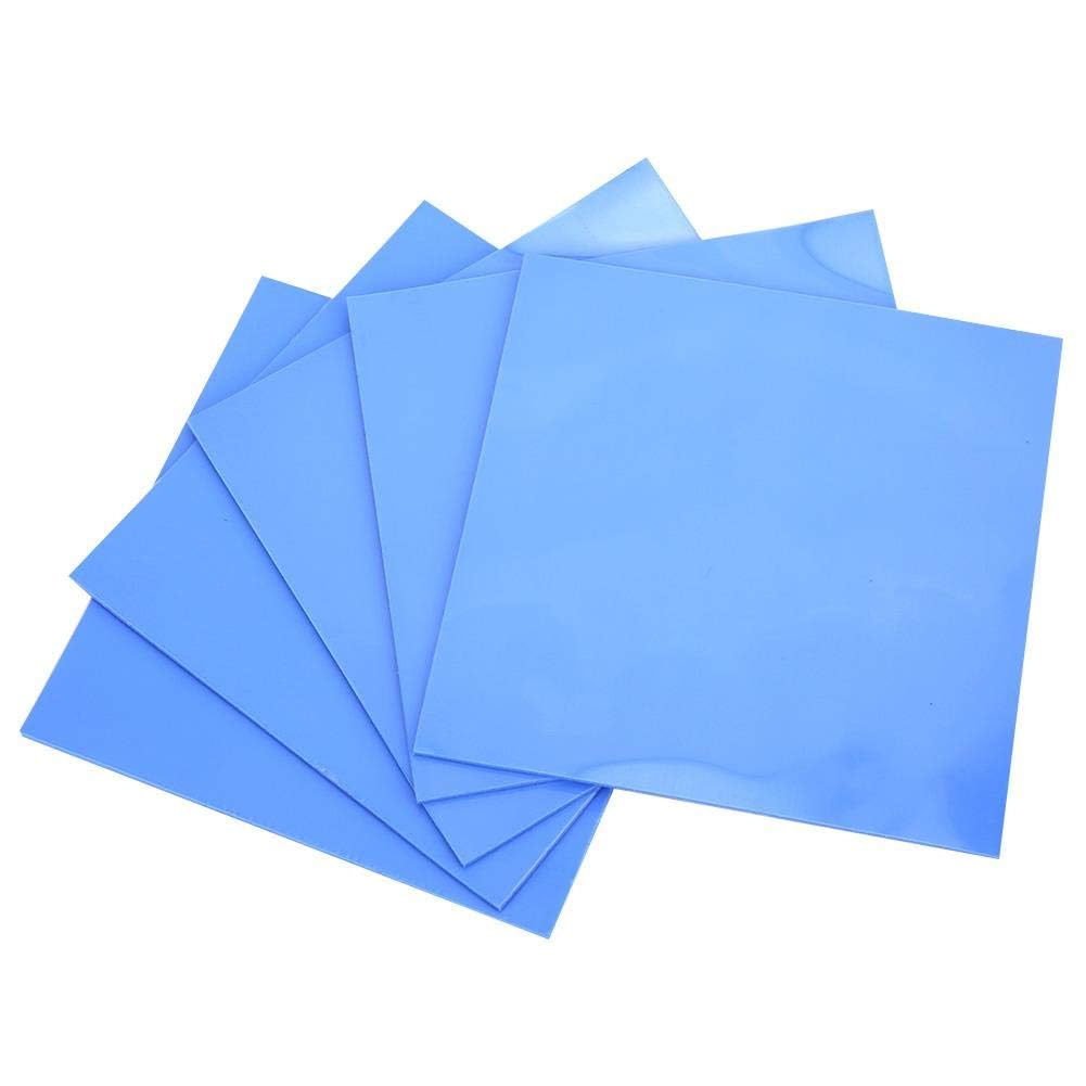 Walfront 5 pz Pad Termici in Silicone 100x100x1.5mm Alta Conducibilità Termica 6W/MK per CPU GPU Dissipazione Calore